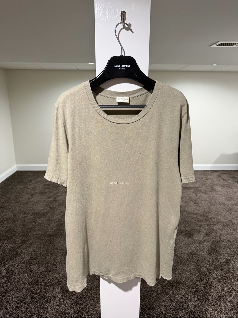 Saint Laurent Paris Rive Gauche Box Logo 2018 Grey T-Shirt